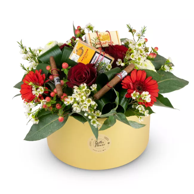 Květinový box s doutníky zlatý